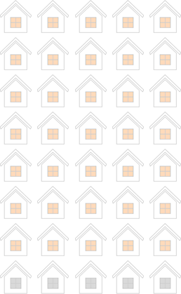 この村には、現在450軒の家がすでに建っていてそのうち、8軒に1軒が空き家です。